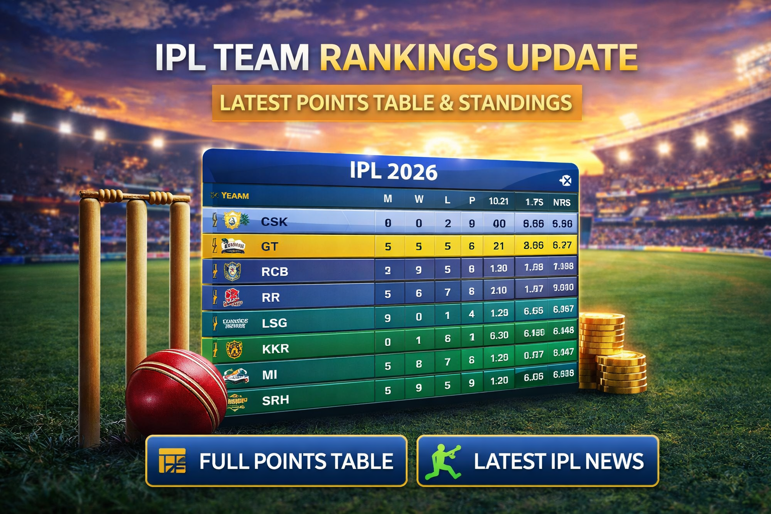 ipl team rankings update 2026 latest points table standings