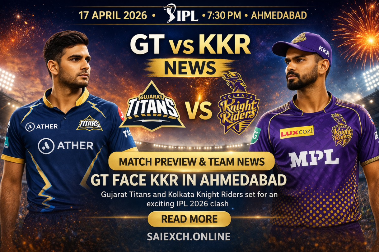 GT vs KKR news featured image for IPL 2026 showing Gujarat Titans and Kolkata Knight Riders match preview and team news graphic