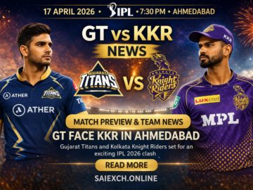 GT vs KKR news featured image for IPL 2026 showing Gujarat Titans and Kolkata Knight Riders match preview and team news graphic