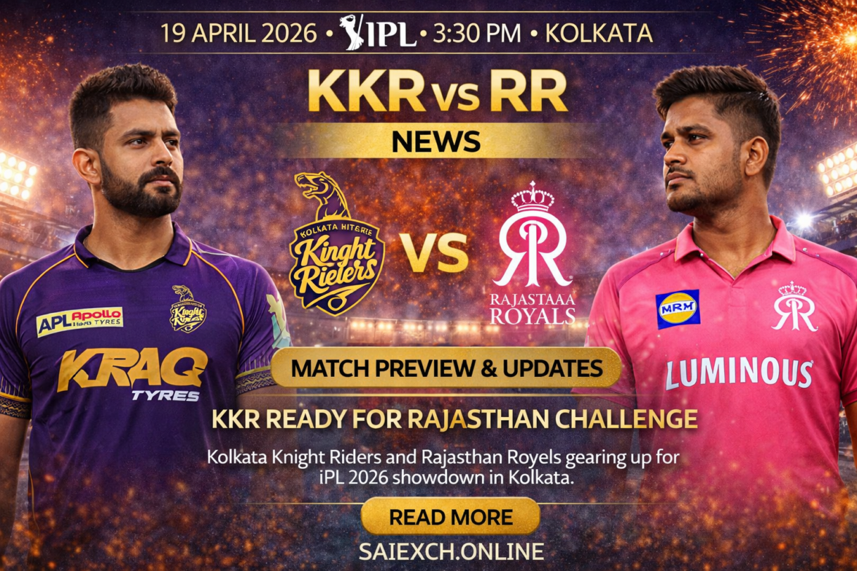 KKR vs RR news featured image for IPL 2026 showing Kolkata Knight Riders and Rajasthan Royals match preview and team news graphic