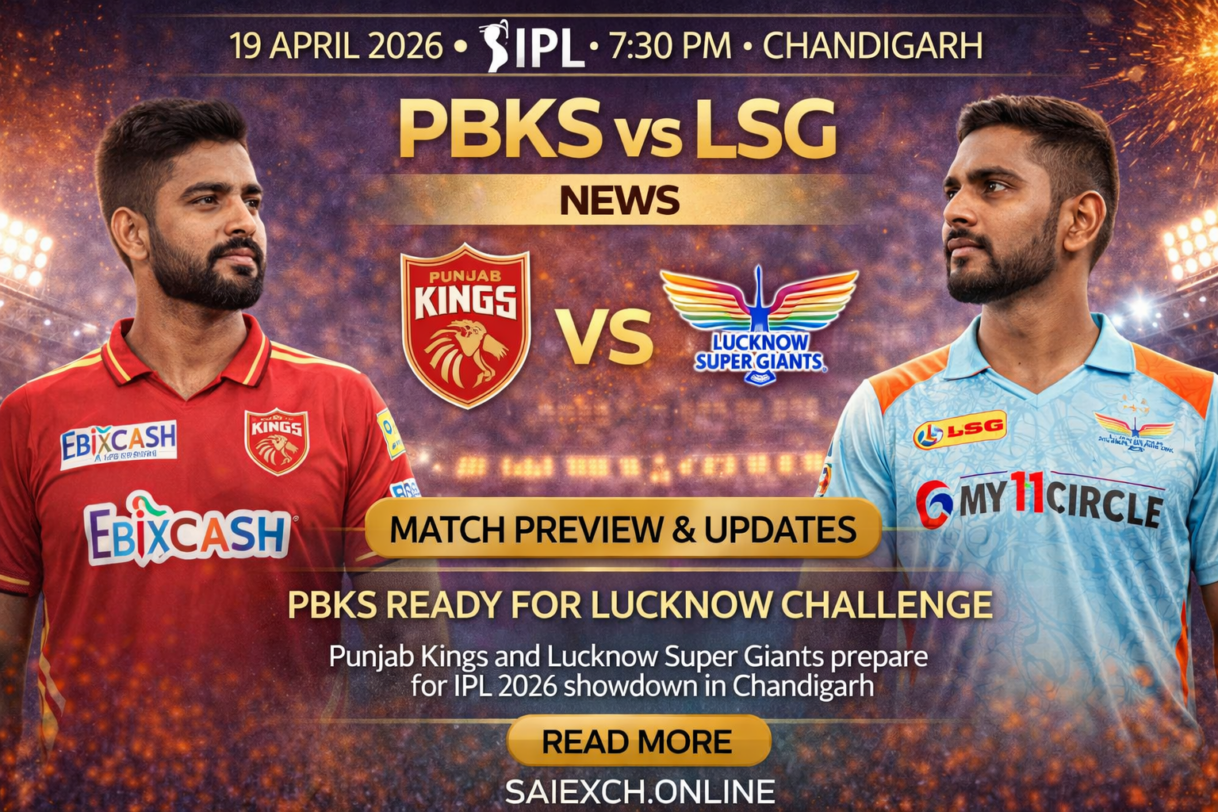 PBKS vs LSG news featured image for IPL 2026 showing Punjab Kings and Lucknow Super Giants match preview and team news graphic