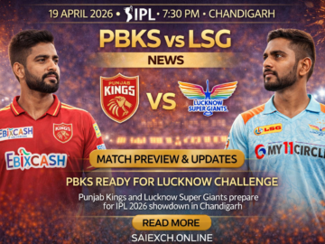 PBKS vs LSG news featured image for IPL 2026 showing Punjab Kings and Lucknow Super Giants match preview and team news graphic