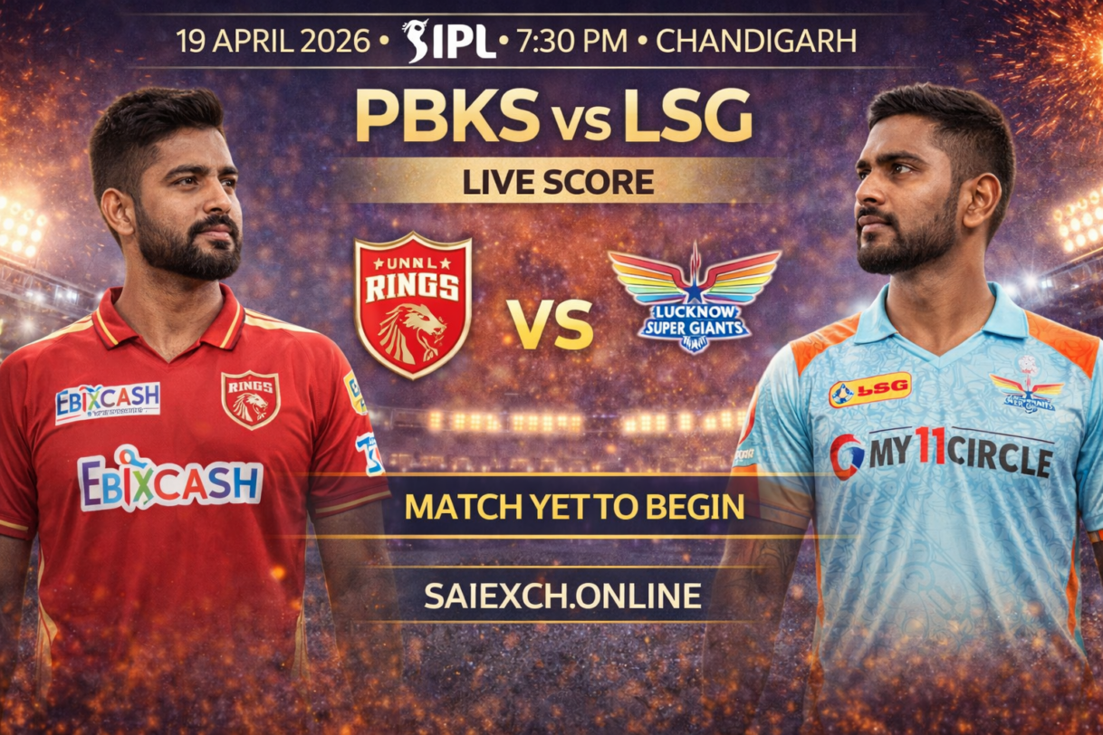 PBKS vs LSG live score featured image for IPL 2026 showing Punjab Kings and Lucknow Super Giants with match yet to begin update