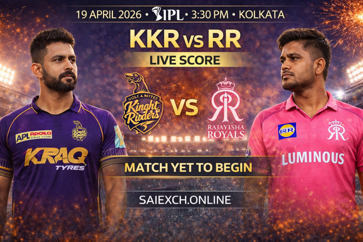 KKR vs RR live score featured image for IPL 2026 showing Kolkata Knight Riders and Rajasthan Royals with match yet to begin update