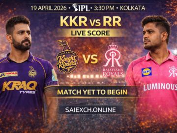 KKR vs RR live score featured image for IPL 2026 showing Kolkata Knight Riders and Rajasthan Royals with match yet to begin update