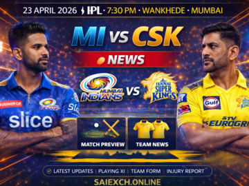 MI vs CSK news featured image for IPL 2026 showing Mumbai Indians and Chennai Super Kings match preview and team news graphic