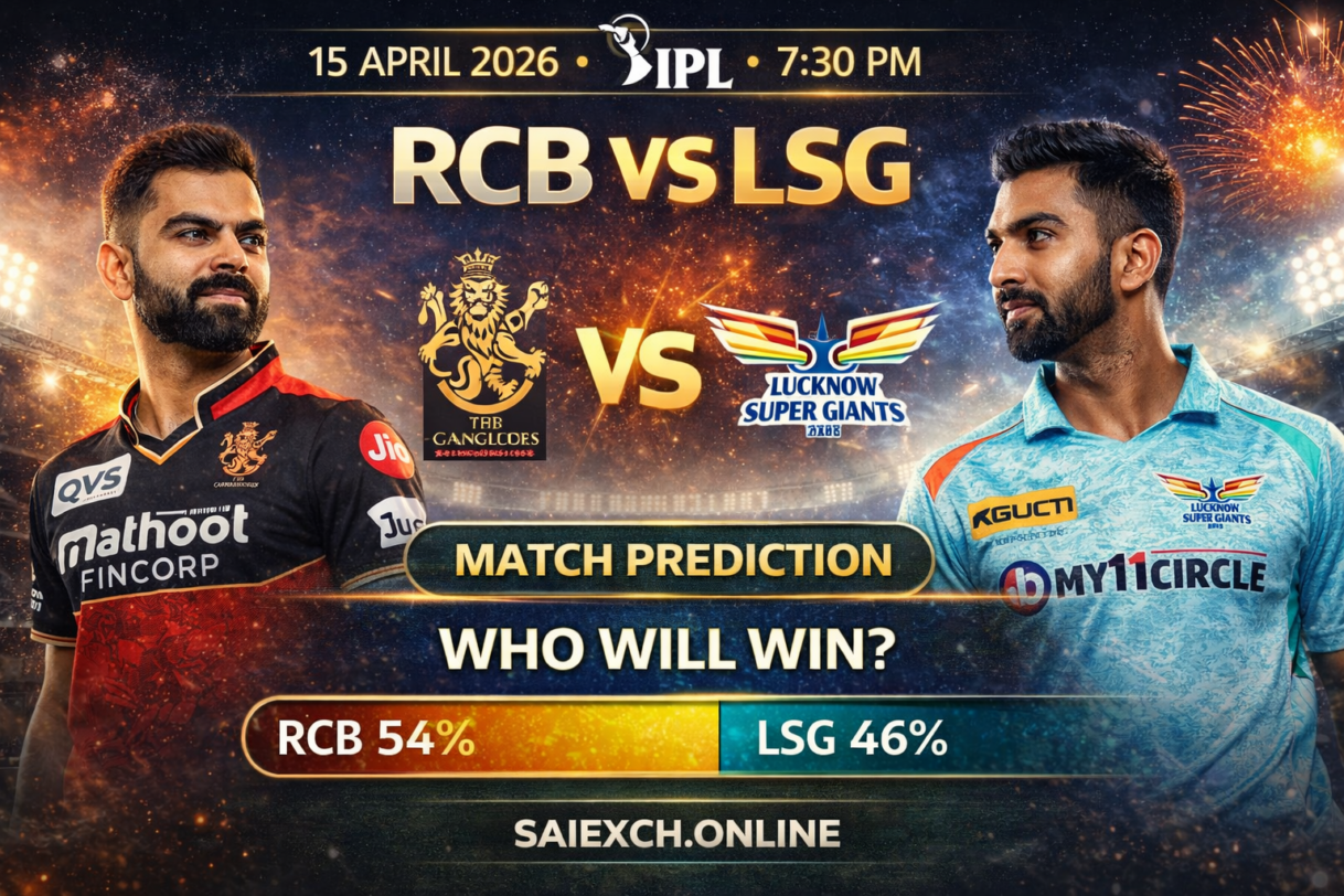 RCB vs LSG live score featured image for IPL 2026 showing Royal Challengers Bangalore and Lucknow Super Giants players with match yet to begin update