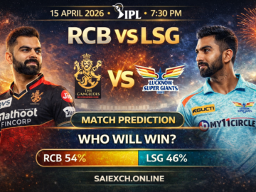RCB vs LSG live score featured image for IPL 2026 showing Royal Challengers Bangalore and Lucknow Super Giants players with match yet to begin update